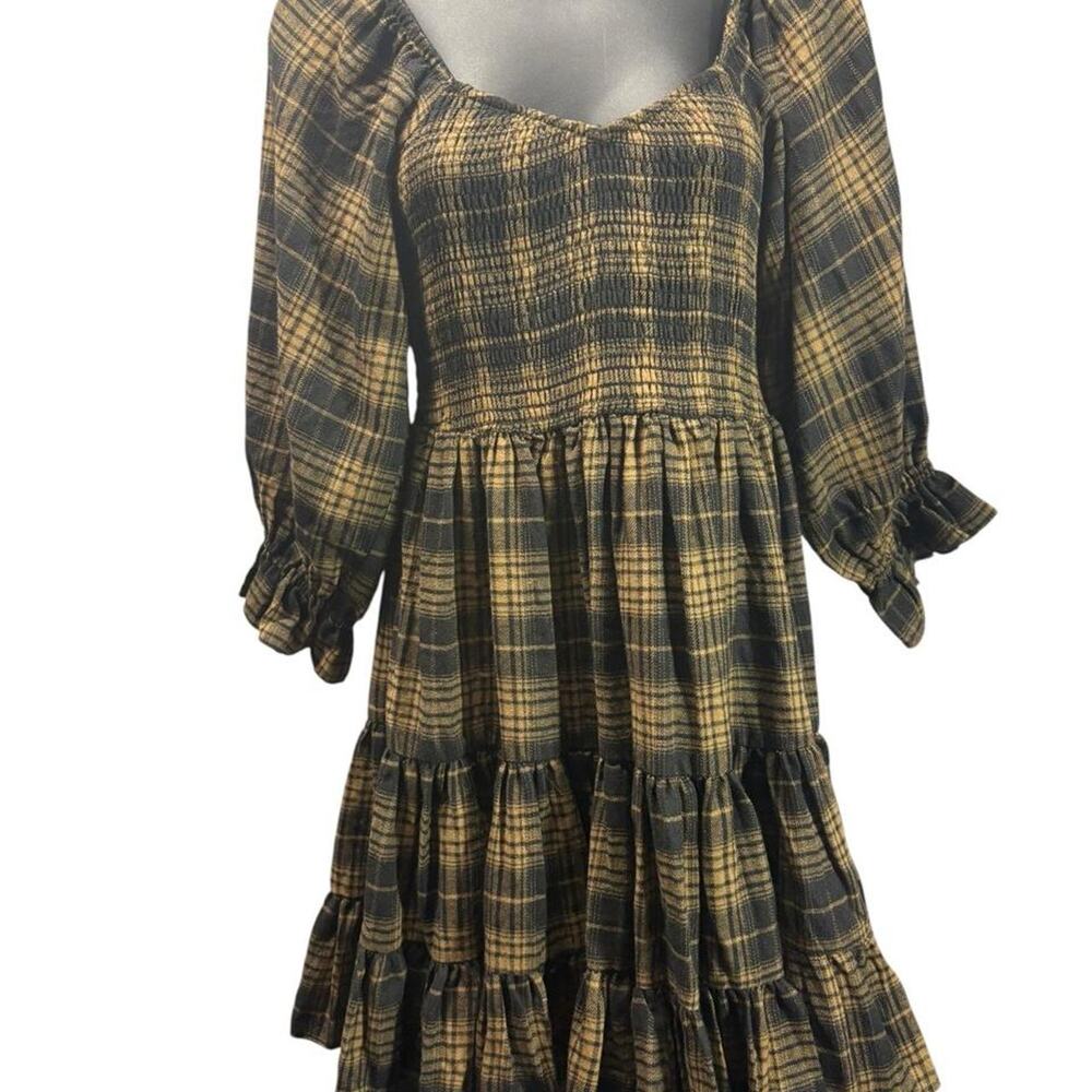 Lulus Plaid Ruffle Flannel Skater Dress New with Tags Size Small